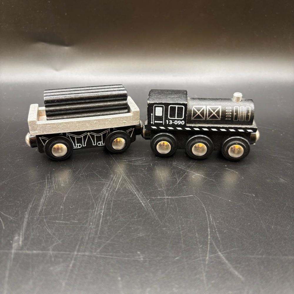 Imaginarium Train Locomotive Flatbed Load Car 13-090 Wood Magnet Brio Thomas